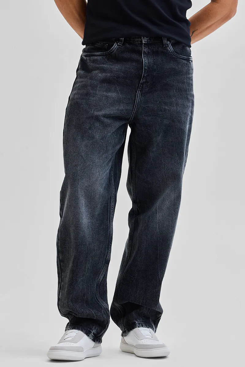 Washed Black Relaxed Fit Denim Jeans