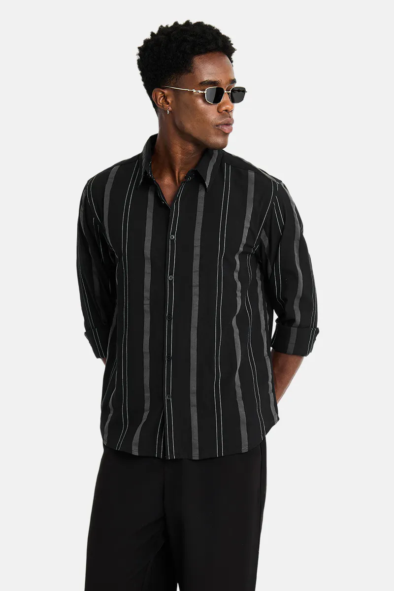 Slim Fit Shirt – Black Vertical Stripe