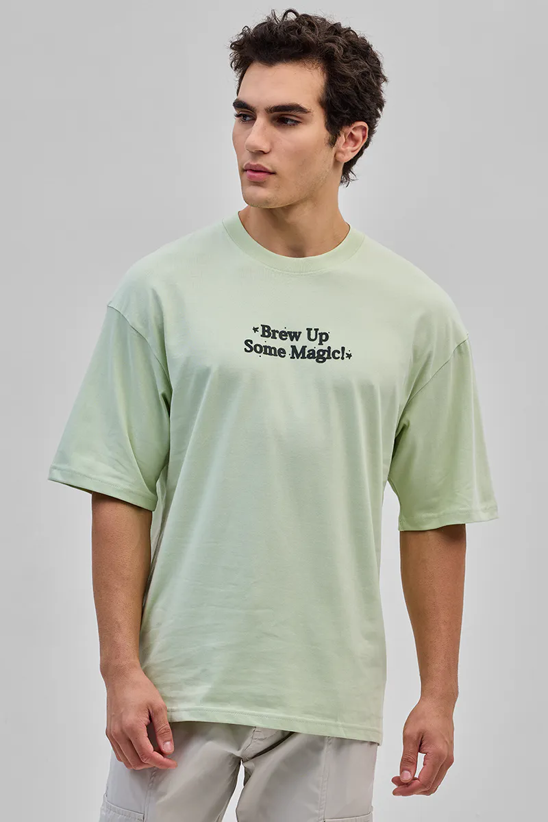 Oversized T-Shirt – Light Green Graphic - view 3